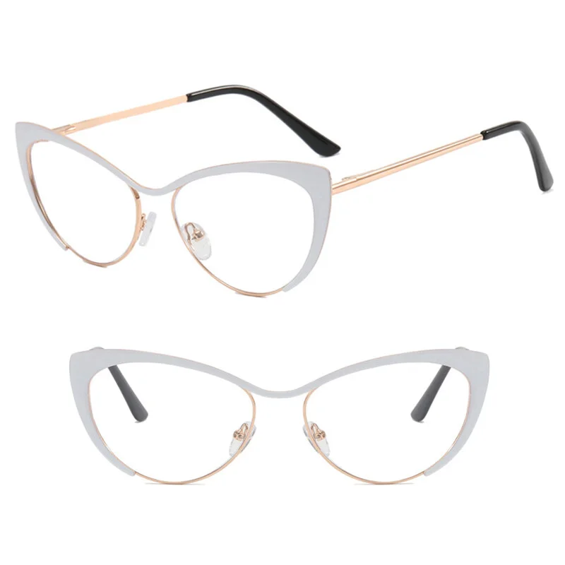 Metal Anti-Blue Light Cat Eye Eyeglass For Women Clear Lens Glasses Frames New