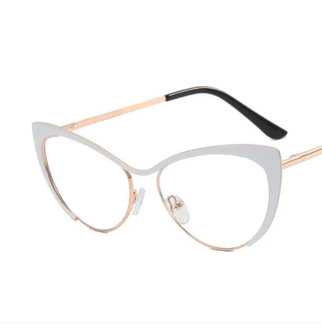 Metal Anti-Blue Light Cat Eye Eyeglass For Women Clear Lens Glasses Frames New 2