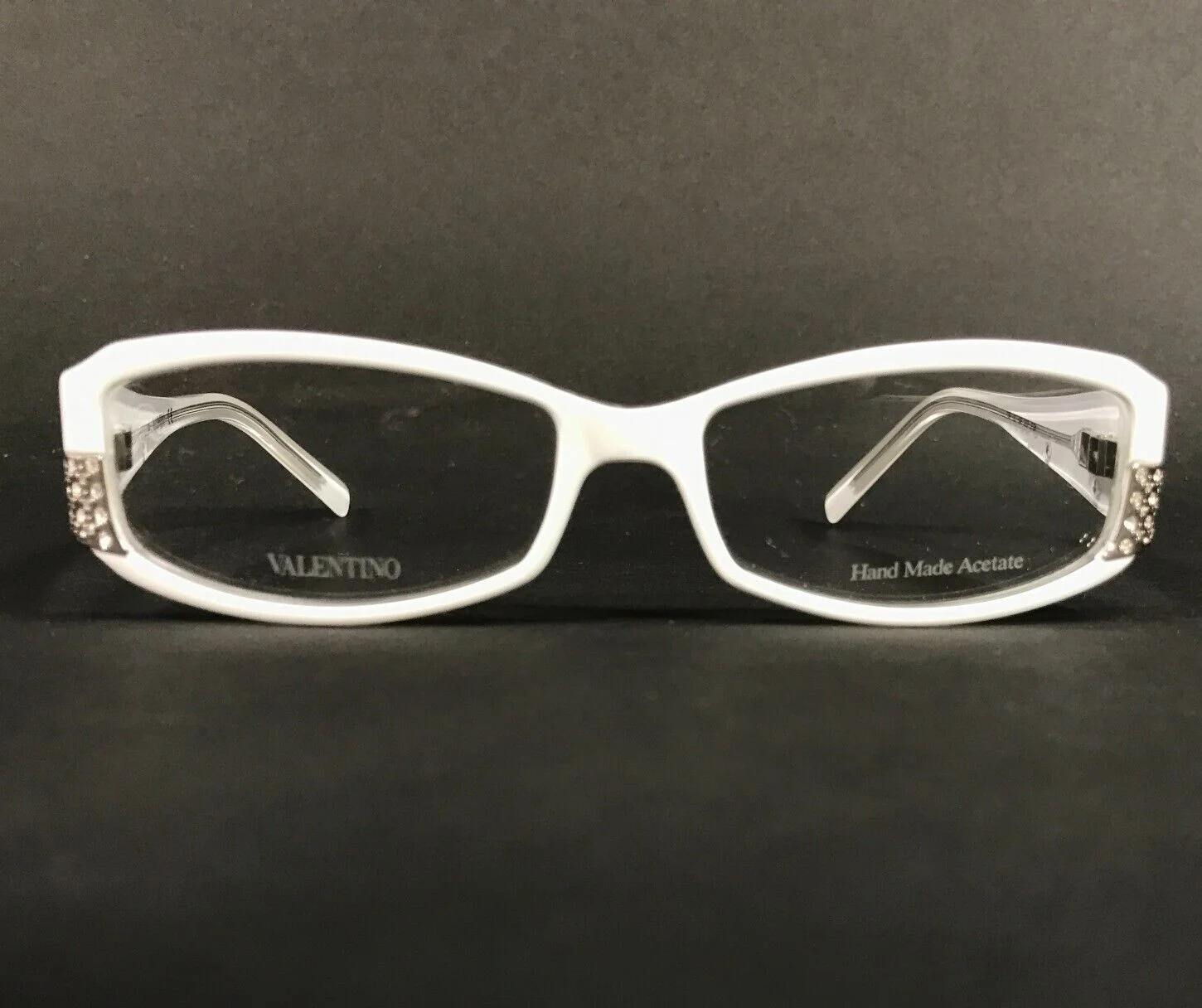 Valentino Eyeglasses Frames VAL 5857 FGX White Silver Crystals Sparkly 52-15-135
