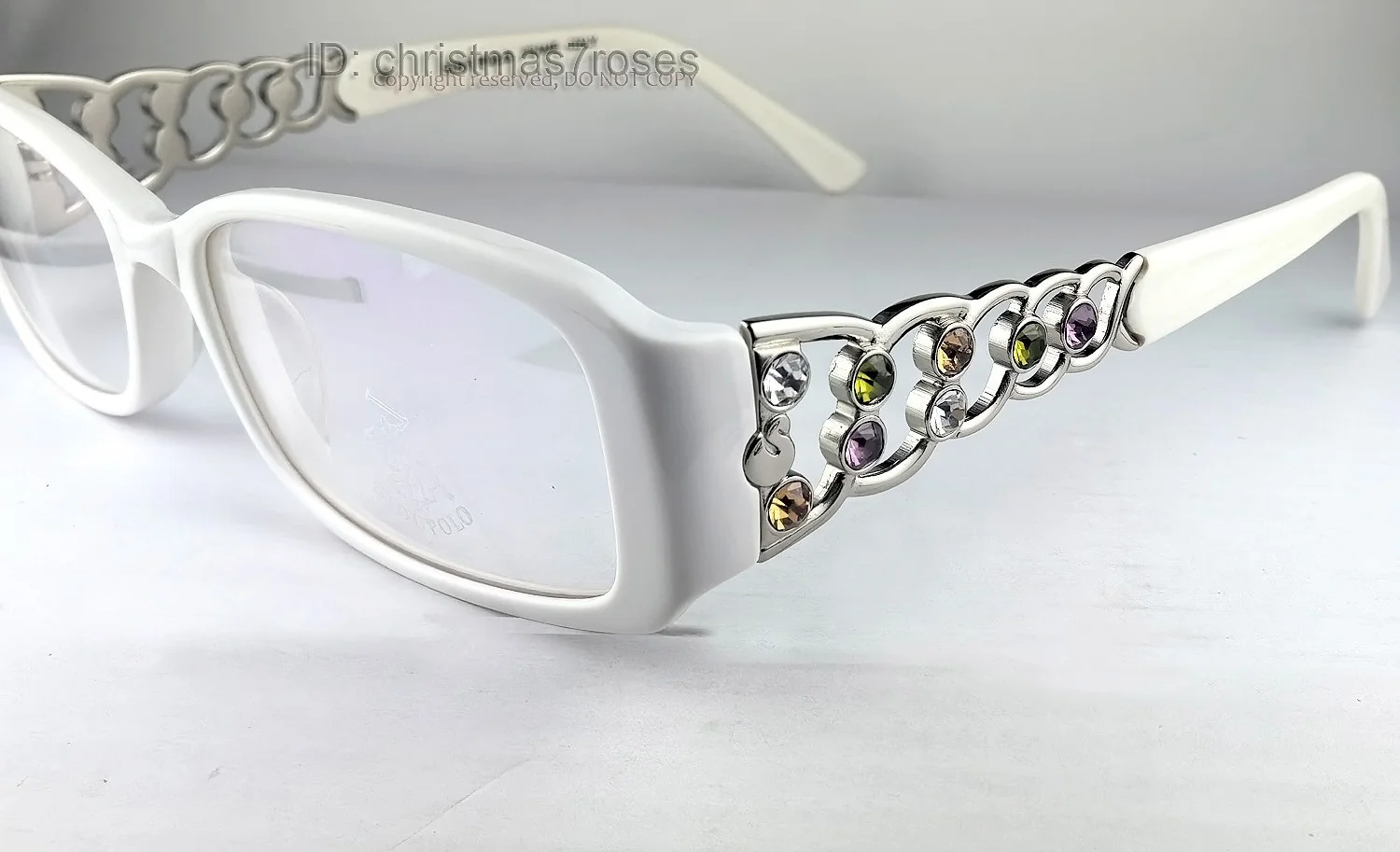 Valentino Eyeglasses Frames VAL 5857 FGX White Silver Crystals Sparkly 52-15-135 4